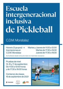 Cartel Escuela pickleball moratalaz